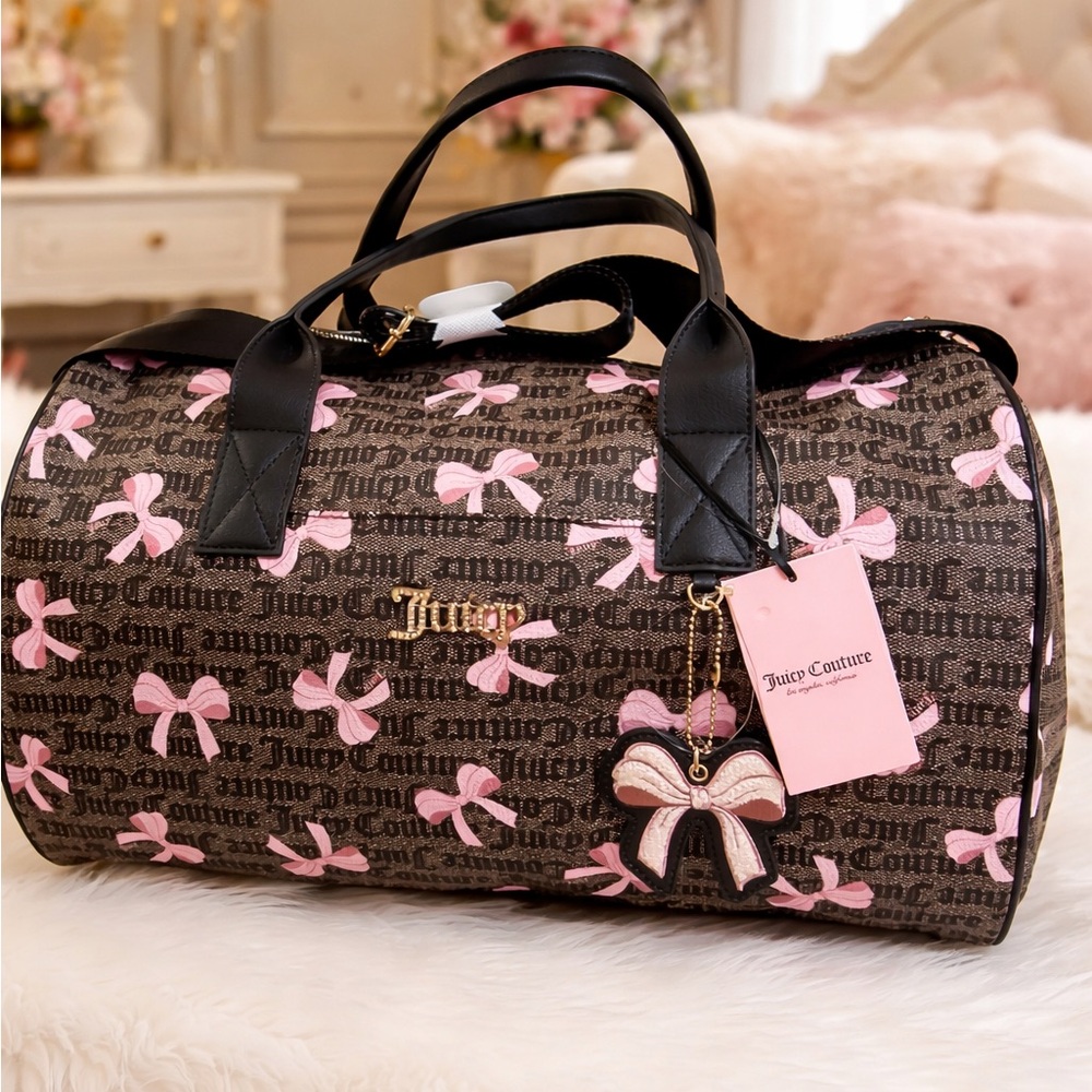 Juicy Couture Black and Pink Bow Travel Bag